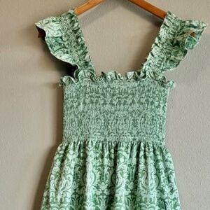 Hill House Ellie The Nap Dress In Green Jacquard Midi Pockets Size